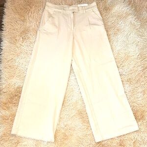 🆕 American Eagle Outfitters Cream High-Rise Trousers/Wide-Leg Pants - 8